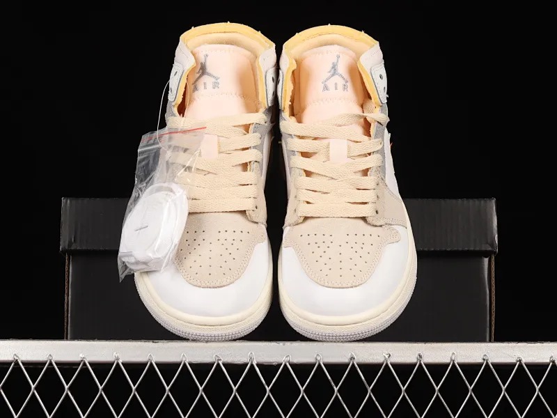All categories Air Jordan Jordan series basketball shoes Air Jordan 1 Mid Air Jordan 1 Mid "White And Phantom" AJ1 Joe 1 seam deconstruction DM9652-100